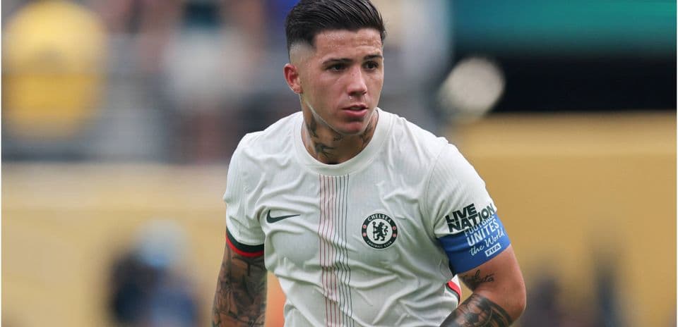 Player wearing Chelsea kit during match action