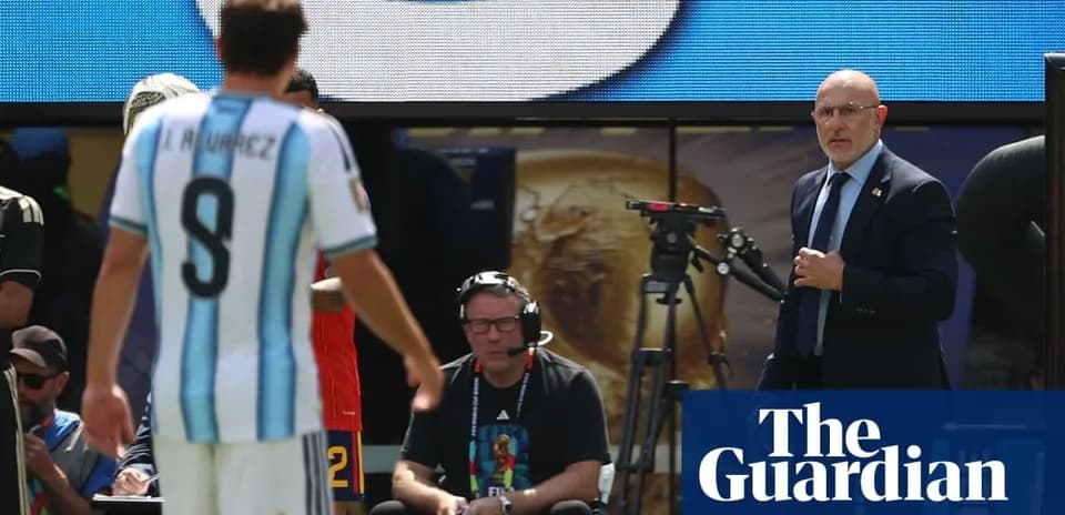 Argentina player wearing jersey number 9 substitutes off