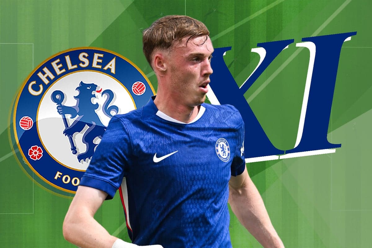 Chelsea player in blue kit on green background
