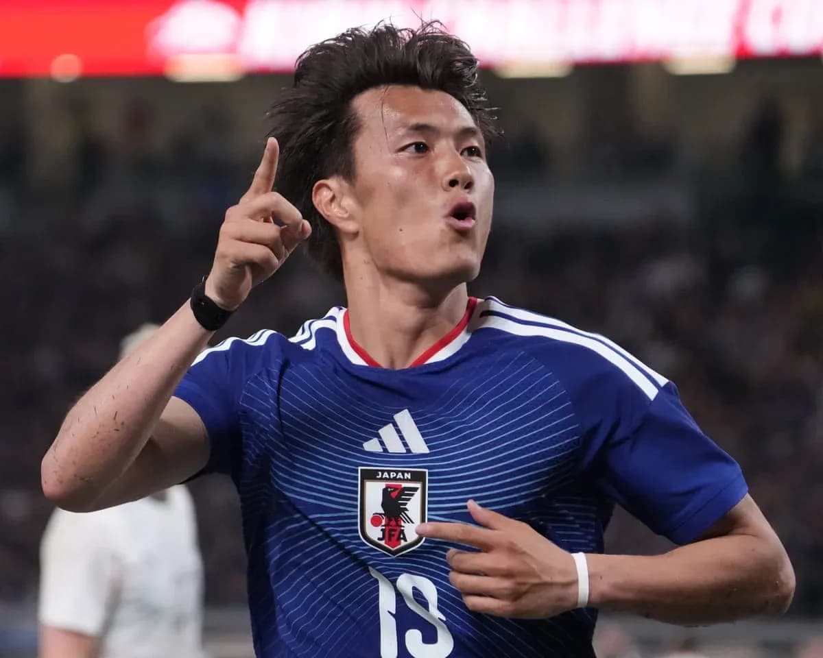 Japanese player celebrating during World Cup match