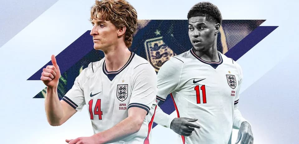Two England players posing in national team jerseys