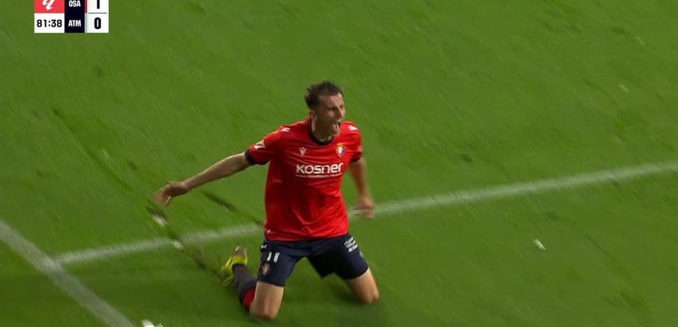 Osasuna player celebrating a goal during match