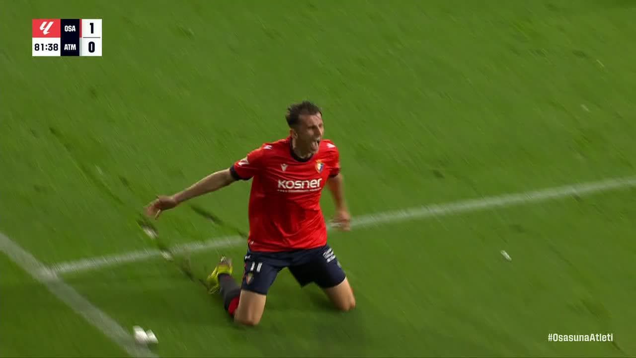 Osasuna player celebrating a goal during match