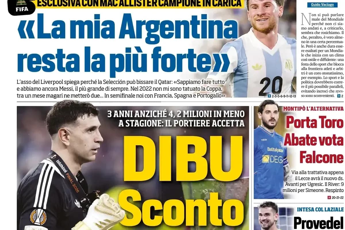 Headline about Argentina's football team and players