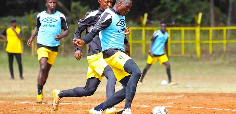 Players training for Tusker vs APS Bomet match