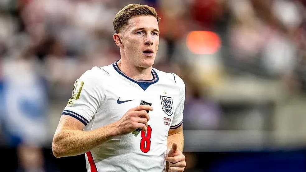 Player wearing England kit during match action