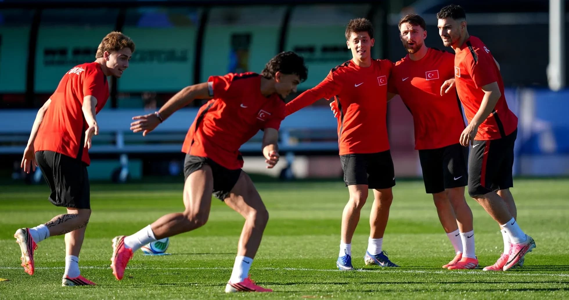 Turkish players training before World Cup match