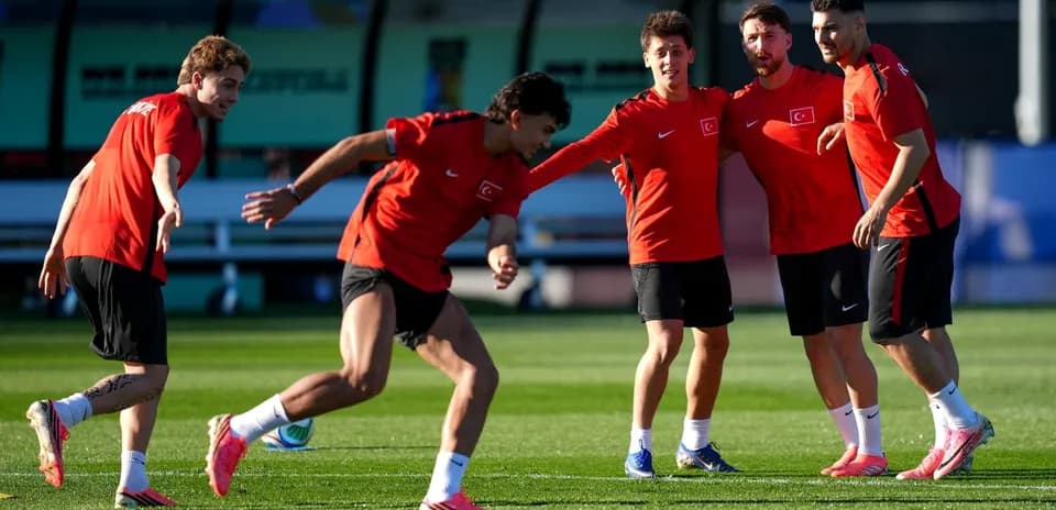 Turkish players training before World Cup match