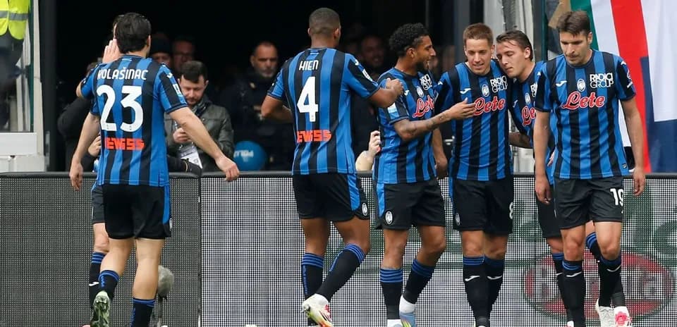 Atalanta players celebrating during a match