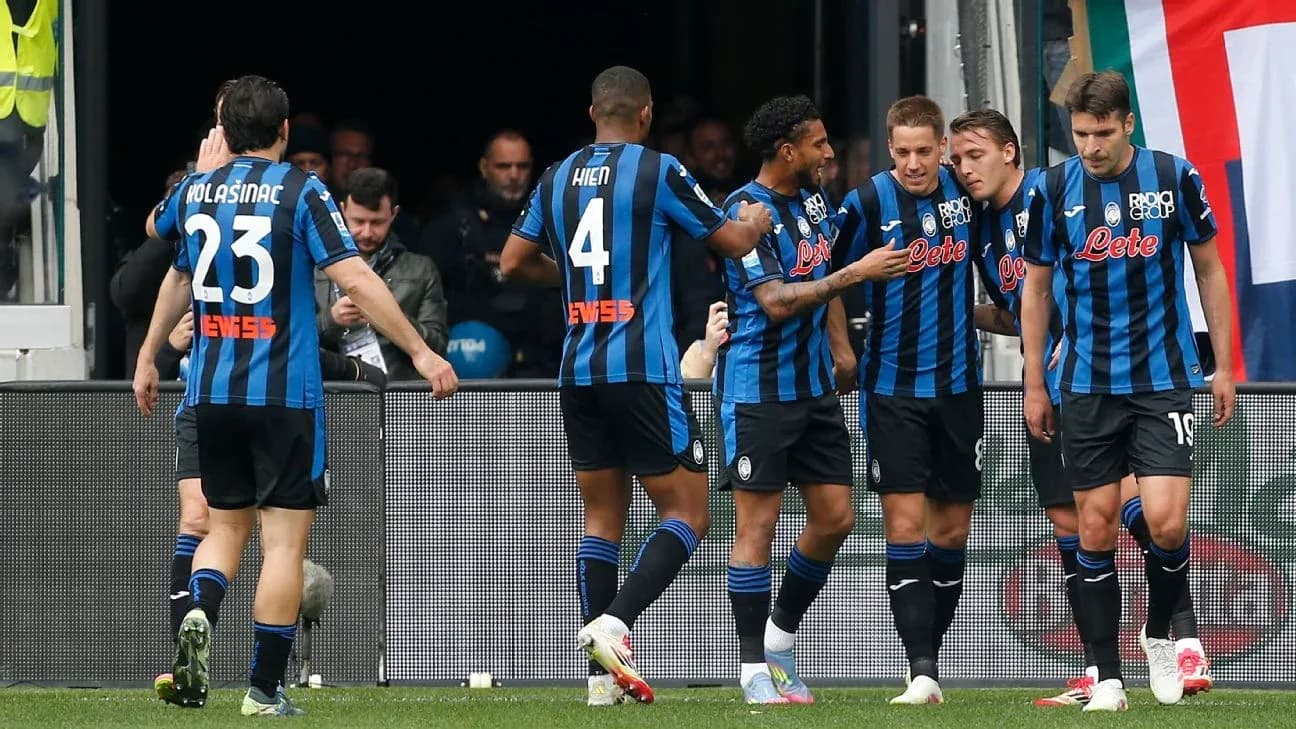 Atalanta players celebrating during a match