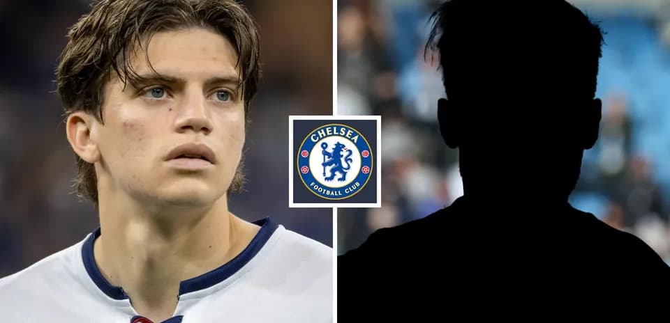 Player portrait and silhouette with Chelsea logo