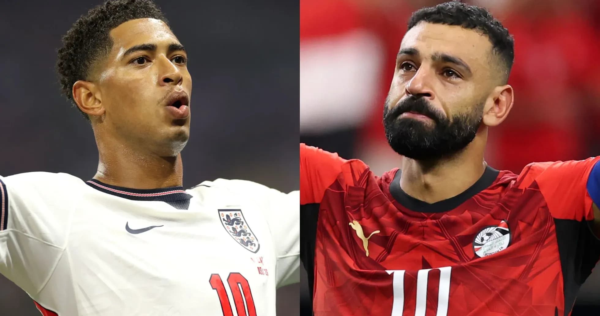 Two football players celebrating and reacting emotionally