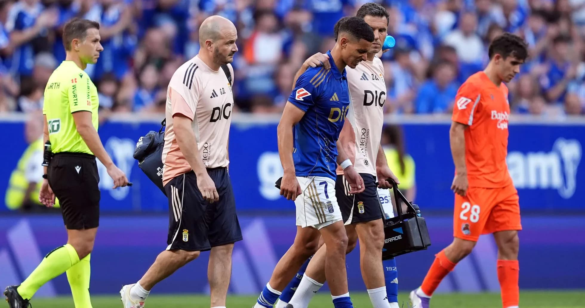 Player receiving medical attention during match