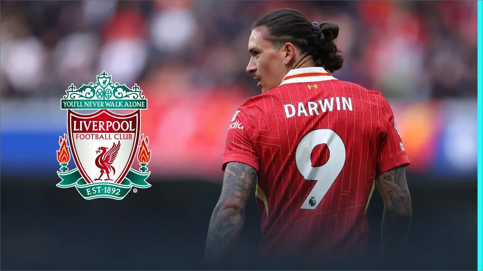 Darwin wearing Liverpool jersey with number 9