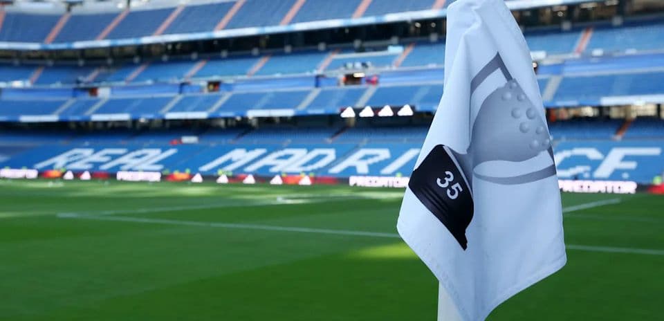 Corner flag at Real Madrid stadium before match