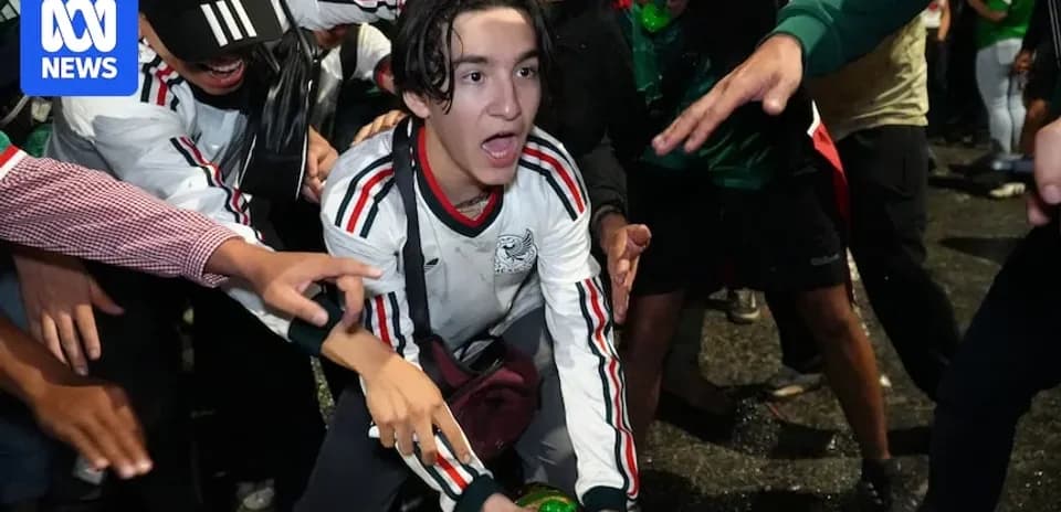 Fans celebrating in crowd during sporting event