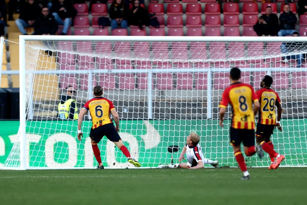 Goalkeeper saves penalty during Lecce vs Genoa match