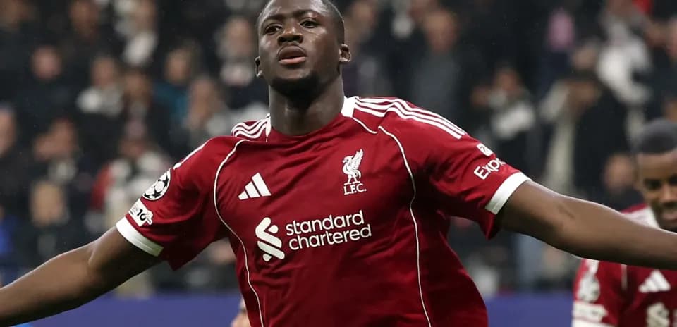 Player celebrating goal in Liverpool red kit