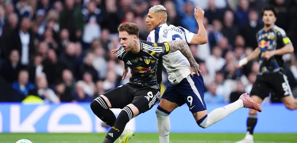 Leeds player challenged by Tottenham opponent