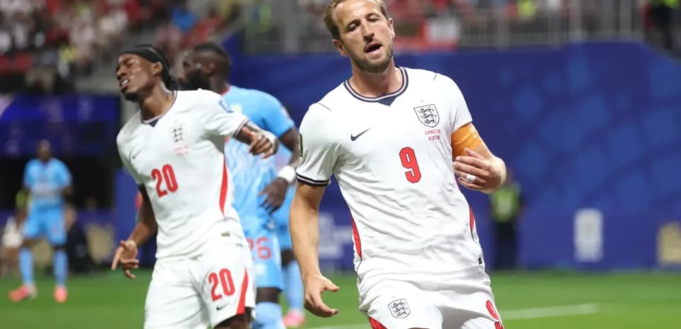 Harry Kane celebrating a goal for England
