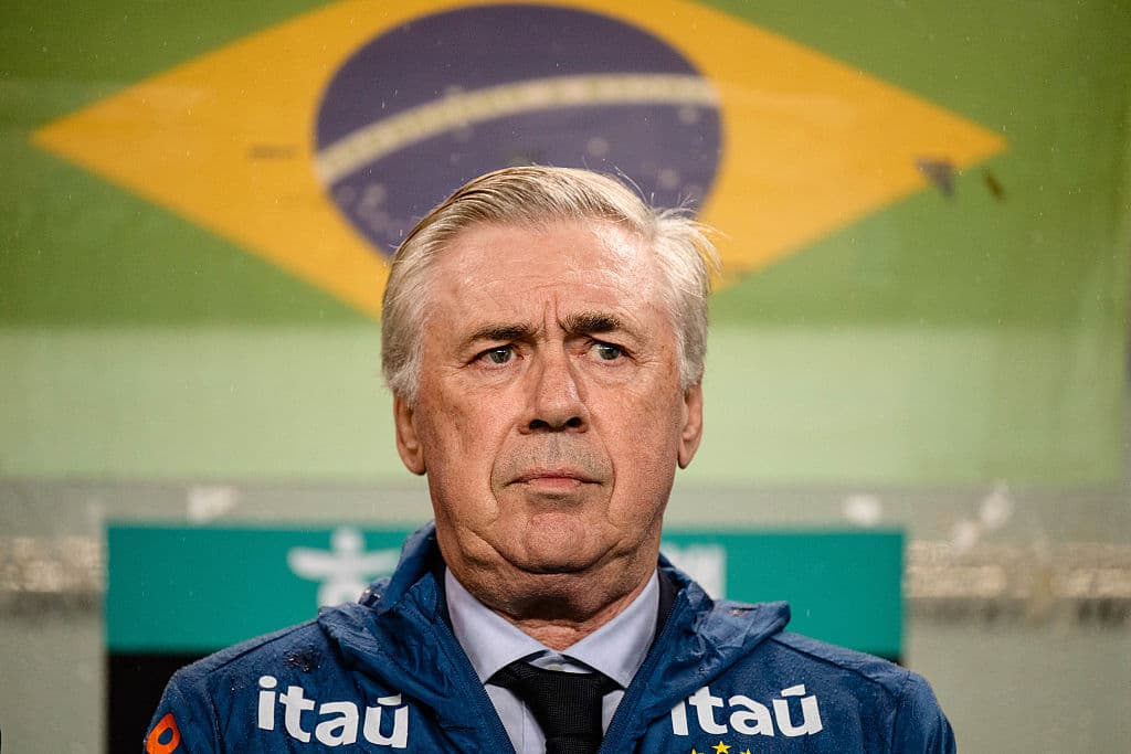 Coach standing in front of Brazil flag backdrop