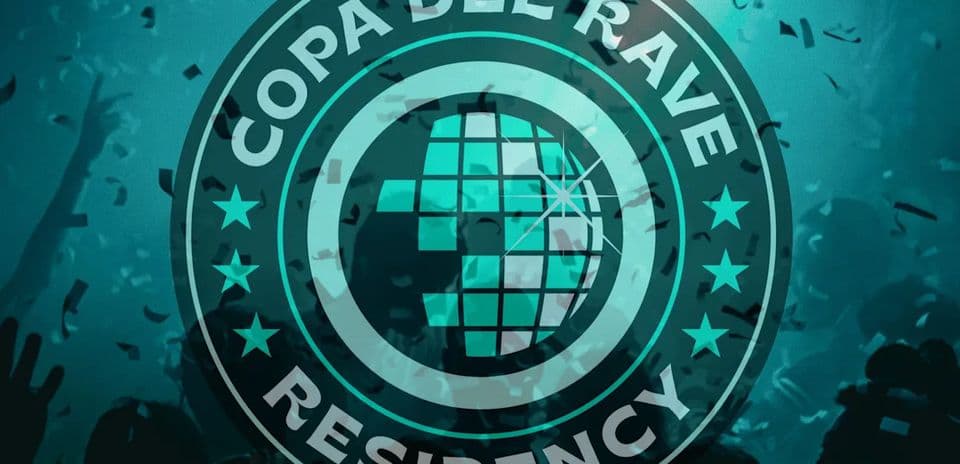 Copa del Rave Residency logo with festive background