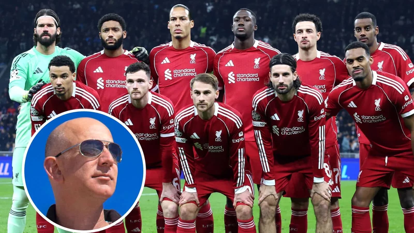 Liverpool FC team posing for a group photo