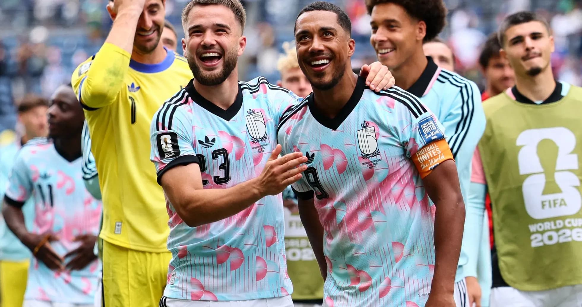 Belgium players celebrating after match victory