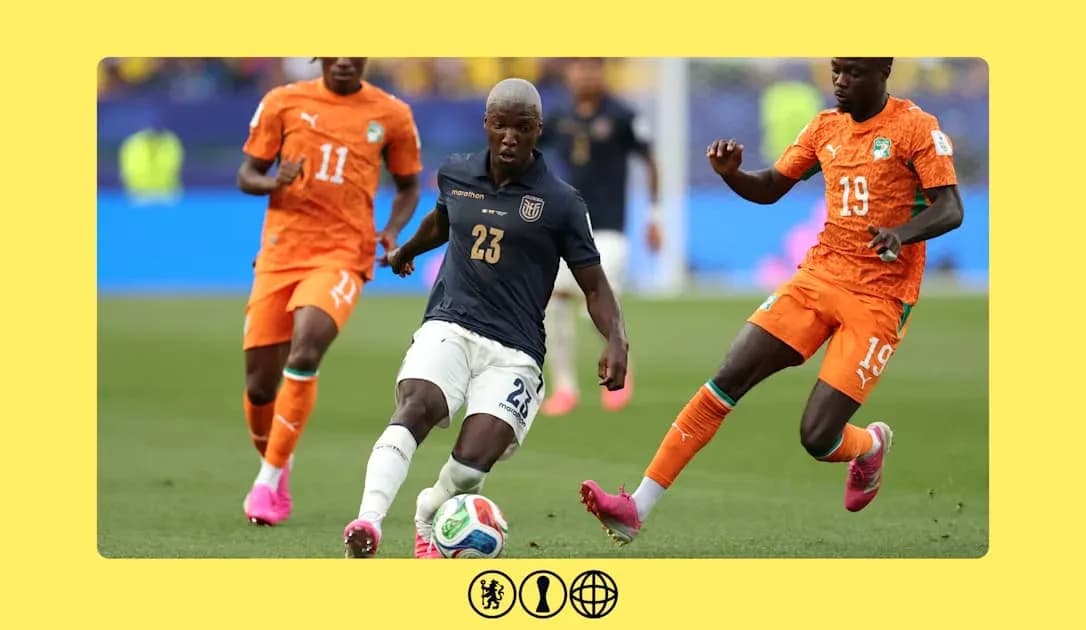 Player dribbling the ball surrounded by opponents