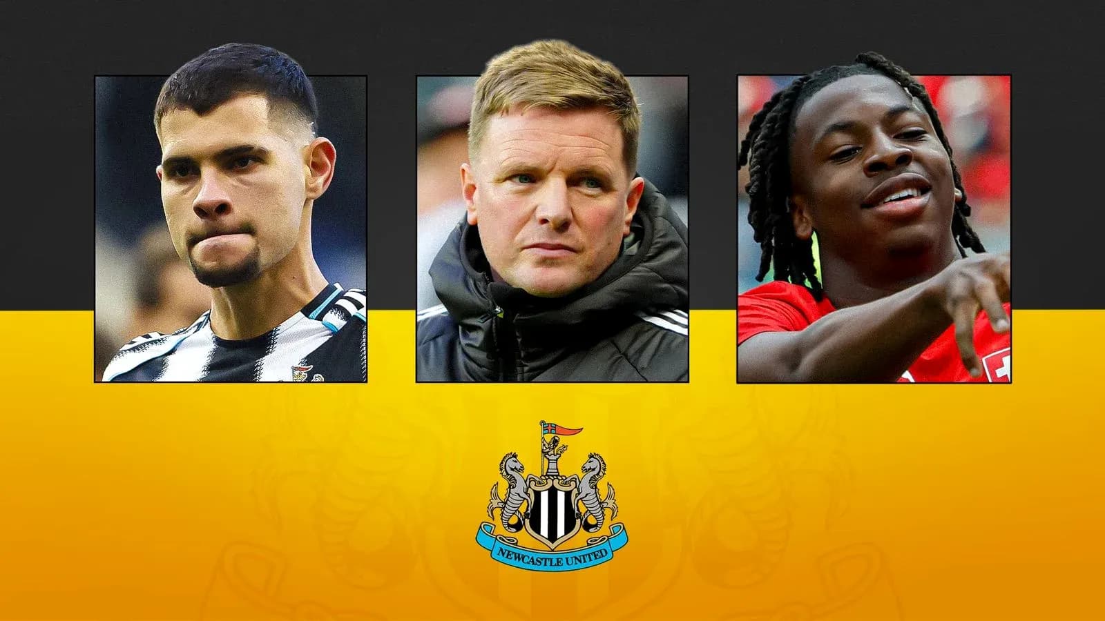 Three football figures associated with Newcastle United