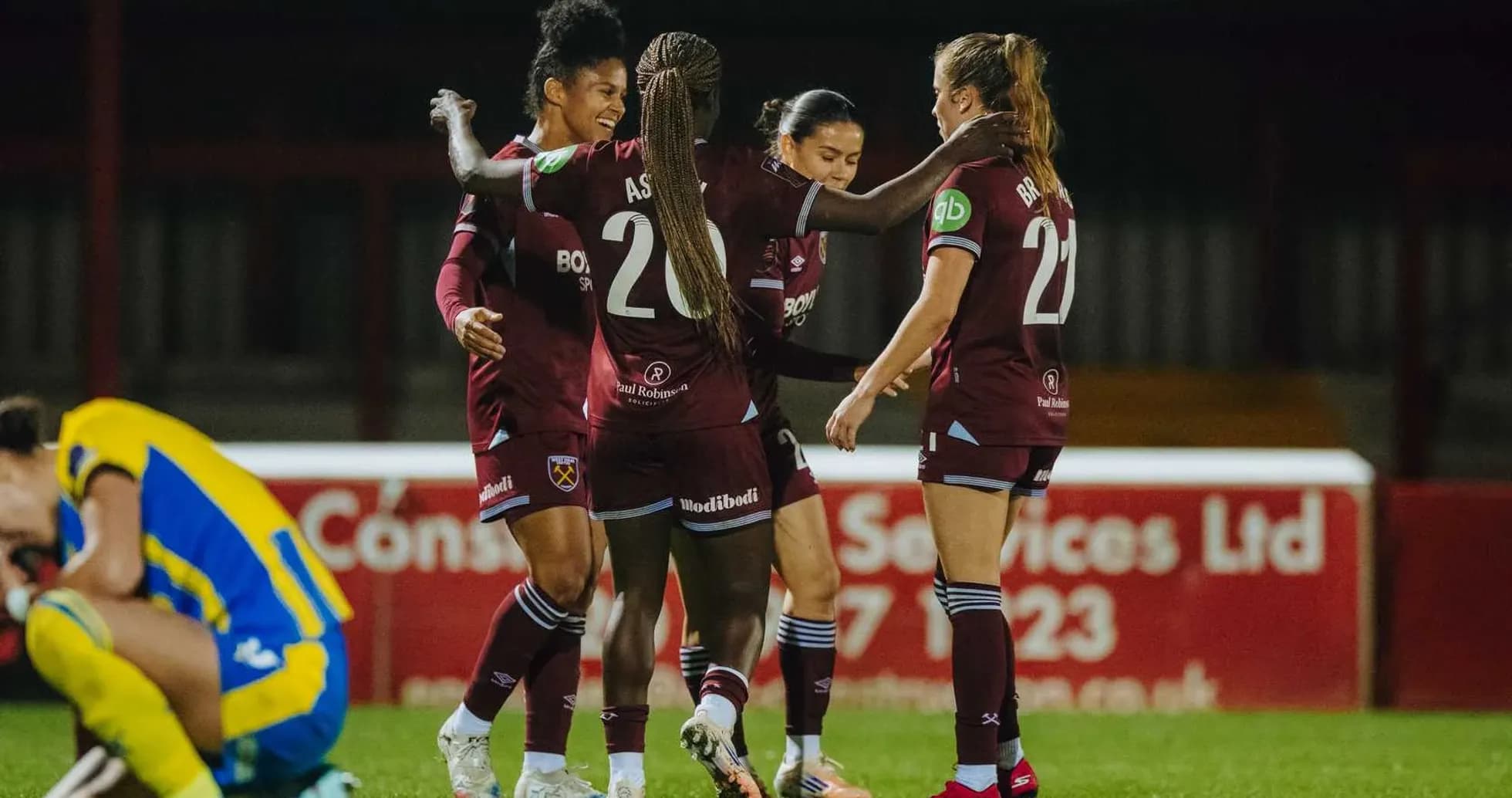 West Ham players celebrating during FA WSL match