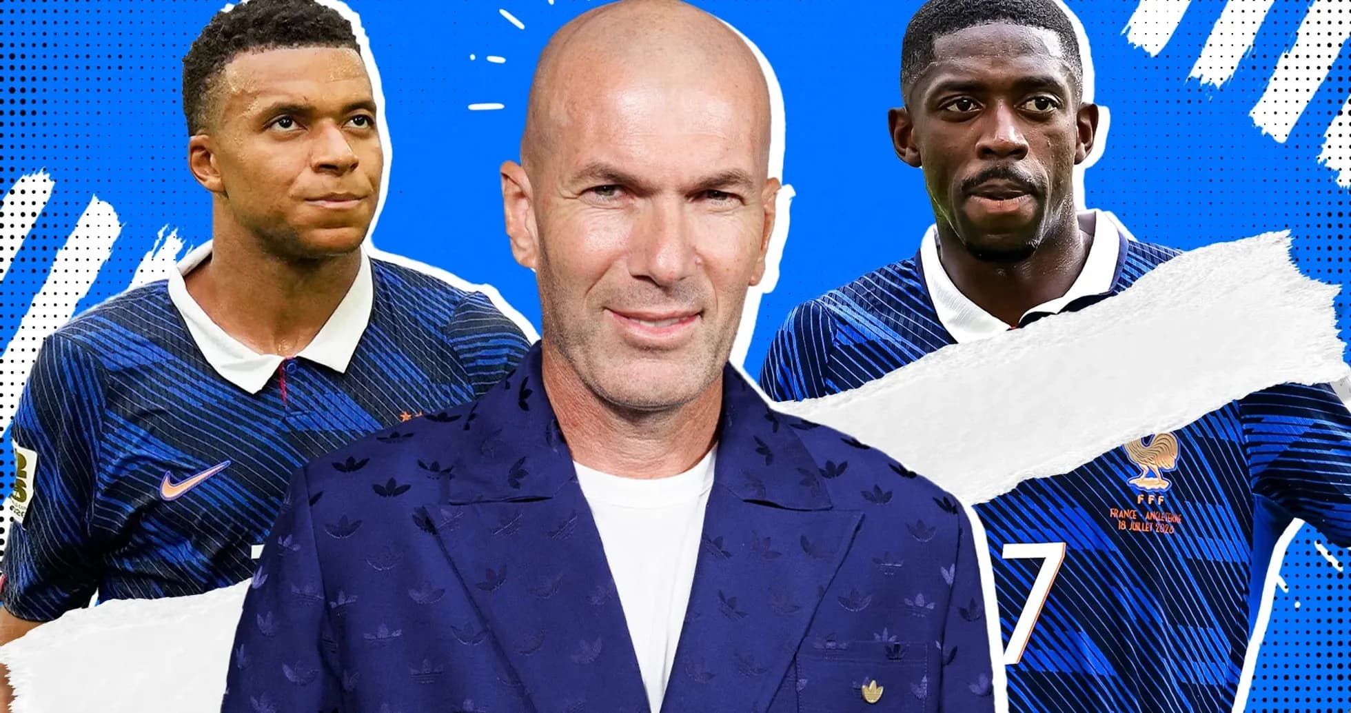 Kylian Mbappé, Zinedine Zidane, and Ousmane Dembélé