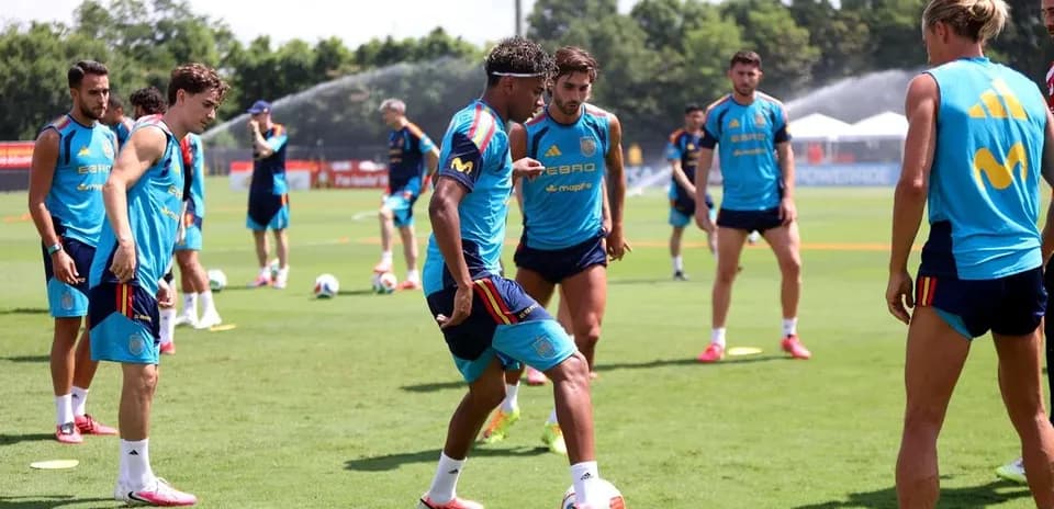 Spain national team players training on field