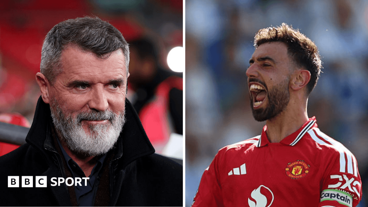 Roy Keane and Bruno Fernandes during match