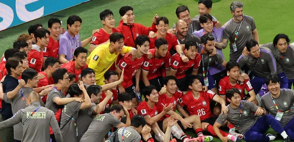 South Korea team celebrating after match victory