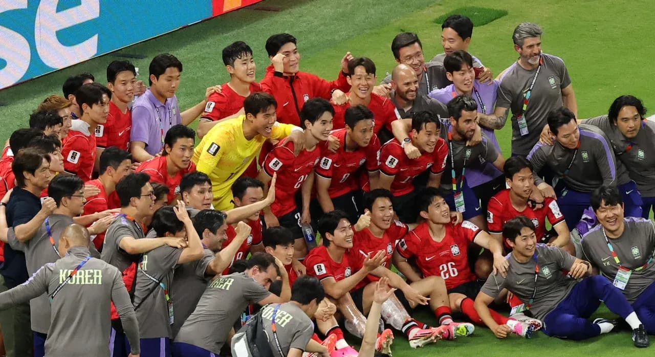 South Korea team celebrating after match victory