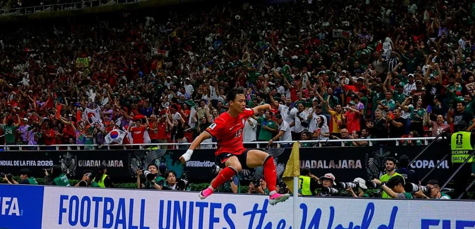South Korean player celebrating a goal during match