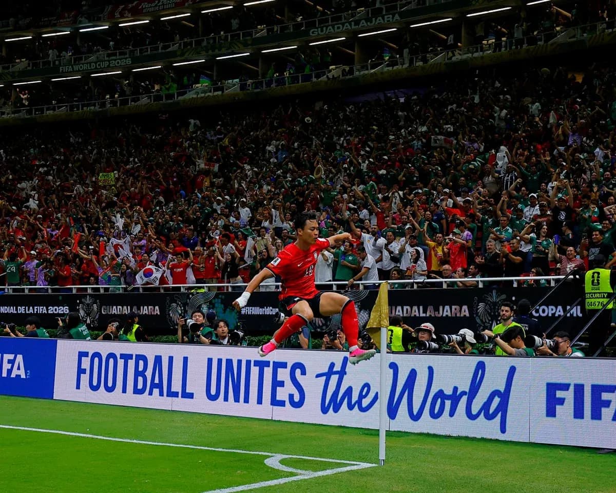 South Korean player celebrating a goal during match