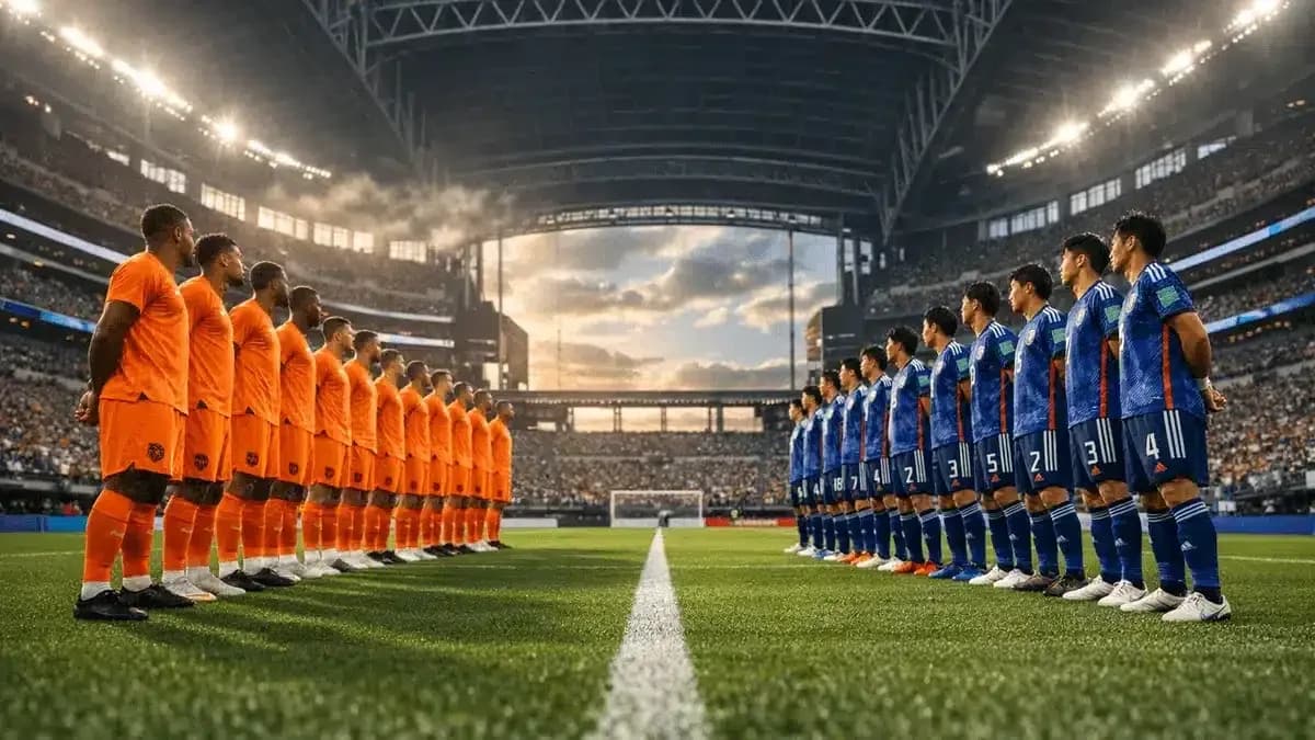 Netherlands and Japan teams lined up for match