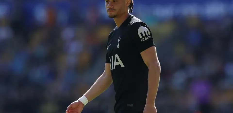 Player in Tottenham kit walking on the pitch