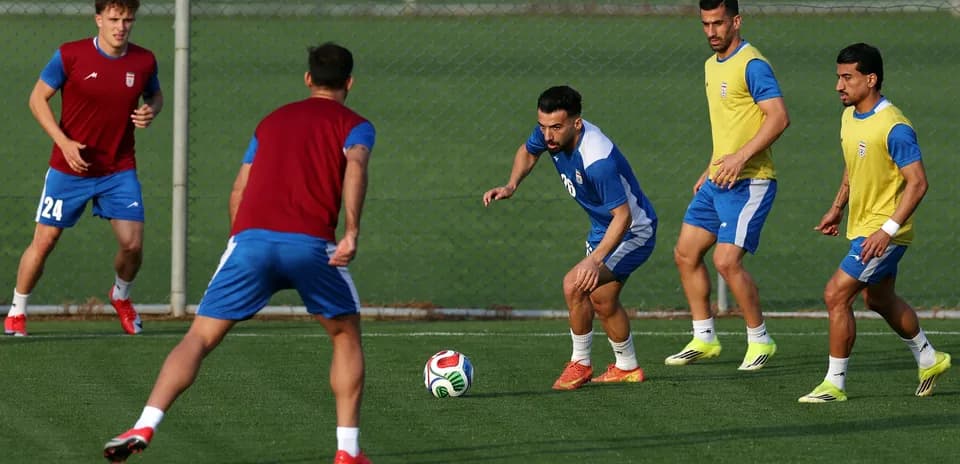 Iran players training for World Cup match