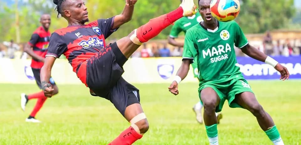Player kicking the ball during Murang'a SEAL match