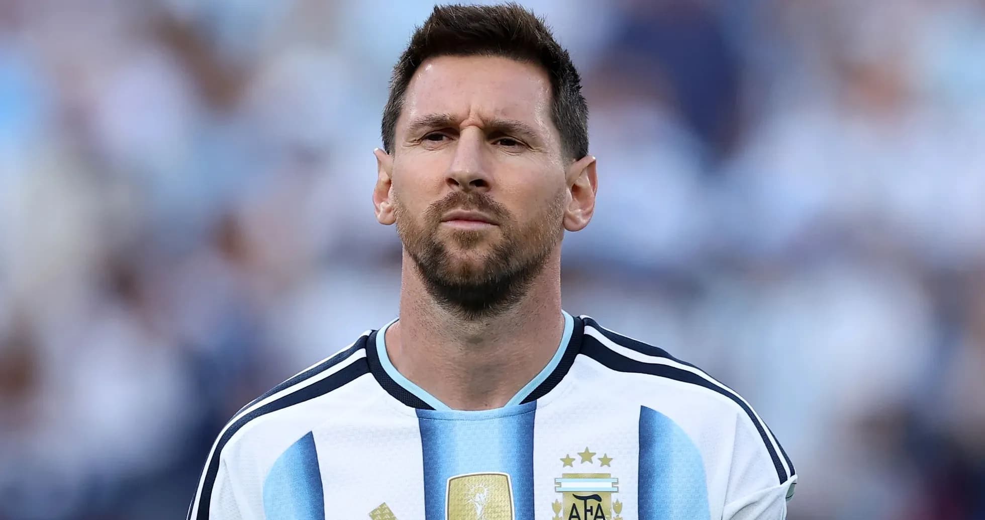 Lionel Messi in Argentina jersey before match