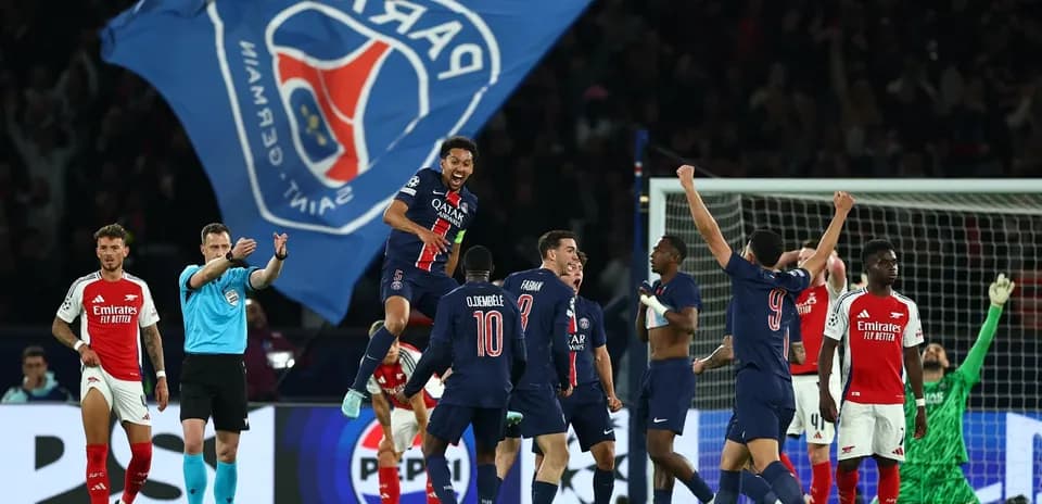 PSG players celebrating during Champions League match