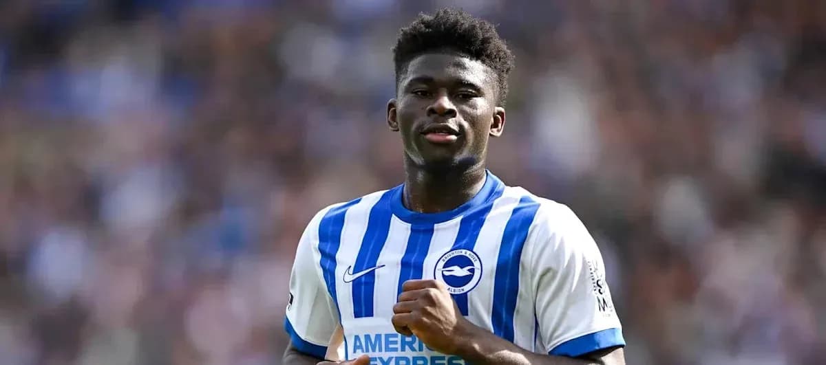 Player in Brighton & Hove Albion jersey on field