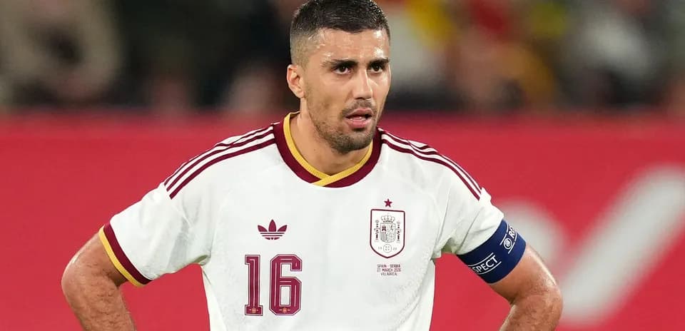 Football player wearing Spain jersey during match