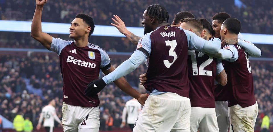 Aston Villa players celebrating a goal