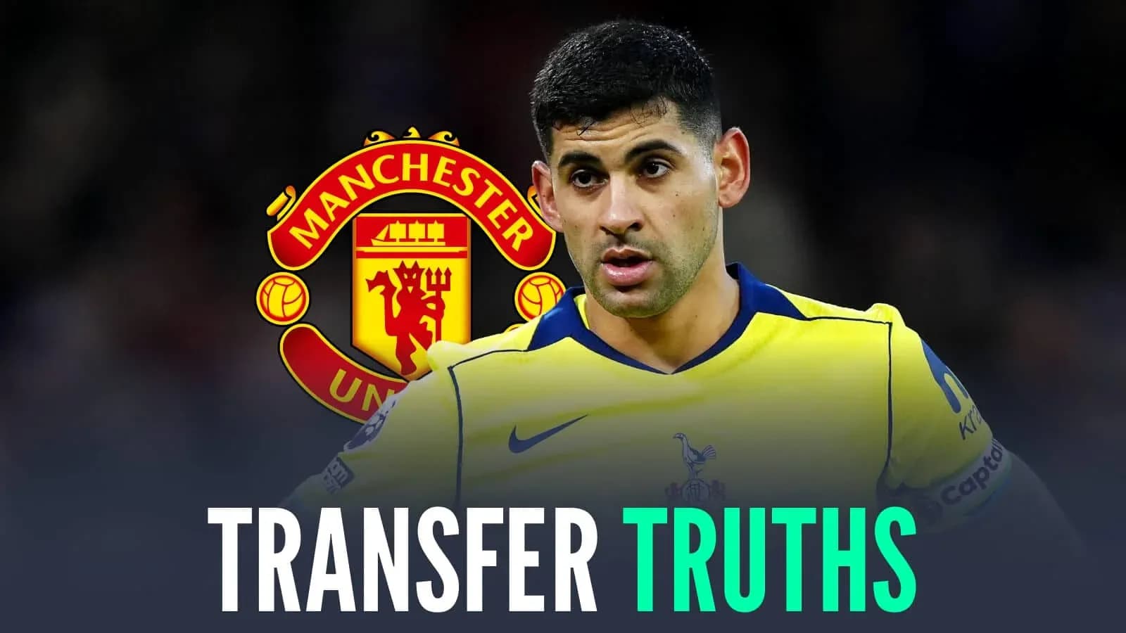 Player in yellow jersey with Manchester United logo background
