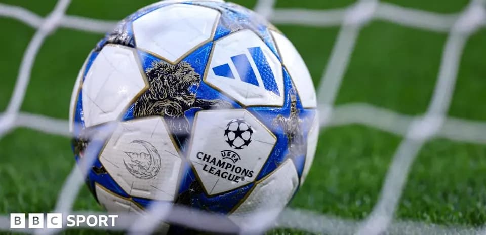 Champions League football in goal netting
