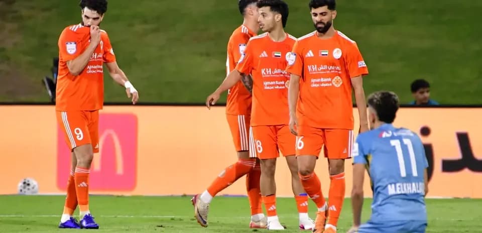 Ajman U23 players celebrating a goal